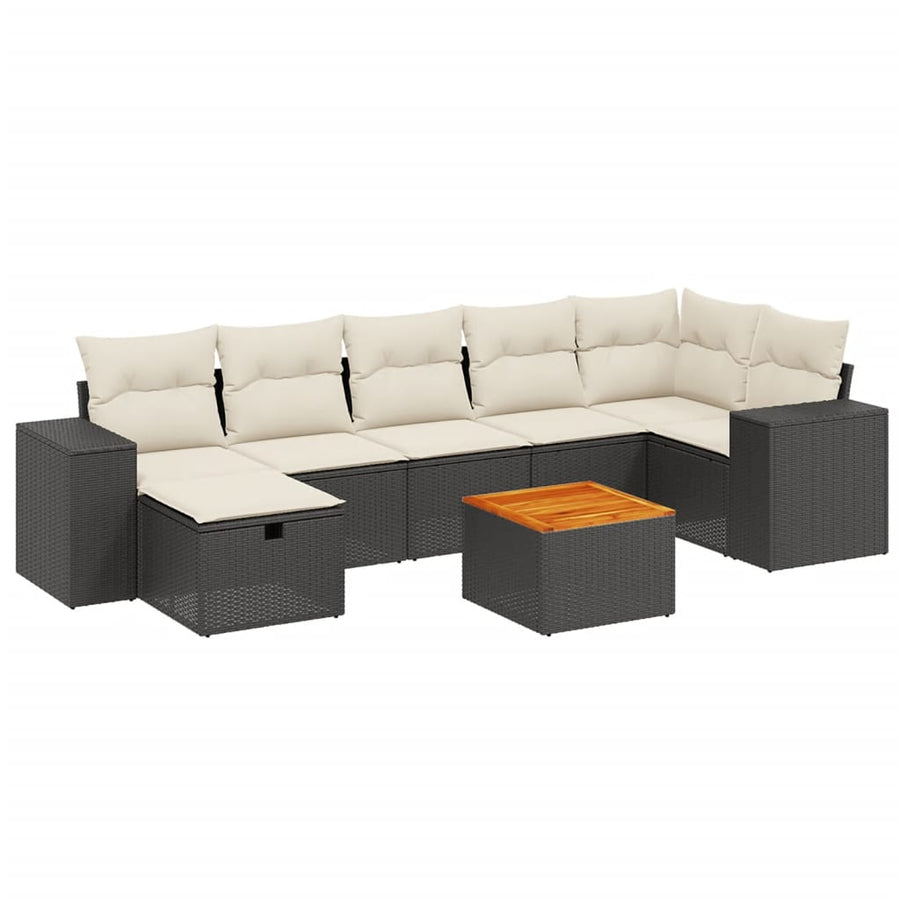8-Delige Loungeset Met Kussens Poly Rattan Zwart
