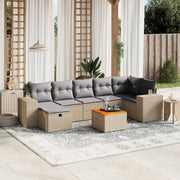 Loungeset 8-delig poly rattan gemengd beige