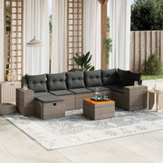 Loungeset 8-delig poly rattan grijs