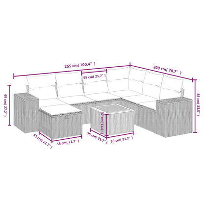 8-Delige Loungeset Met Kussens Poly Rattan Zwart