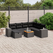 Loungeset 8-delig poly rattan zwart