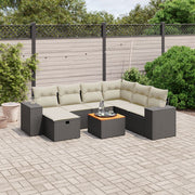 Loungeset poly rattan 8-delig zwart