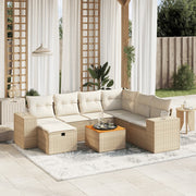 Loungeset 8-delig poly rattan beige
