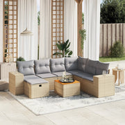 Loungeset 8-delig poly rattan gemengd beige