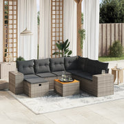 Loungeset 8-delig poly rattan grijs