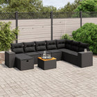 9-Delige Loungeset Met Kussens Poly Rattan Zwart