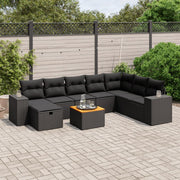 Loungeset 9-delig poly rattan zwart