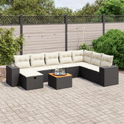 Loungeset 9-delig poly rattan zwart