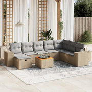 Loungeset 9-delig poly rattan gemengd beige