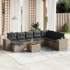 9-Delige Loungeset Met Kussens Poly Rattan Grijs