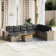 Loungeset 9-delig poly rattan grijs