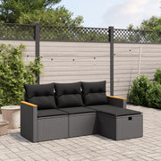Loungeset 4-delig poly rattan zwart