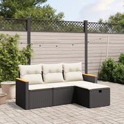 Loungeset 4-delig poly rattan zwart