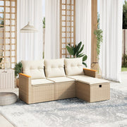 Loungeset 4-delig poly rattan beige
