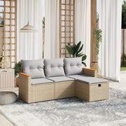 Loungeset 4-delig poly rattan gemengd beige