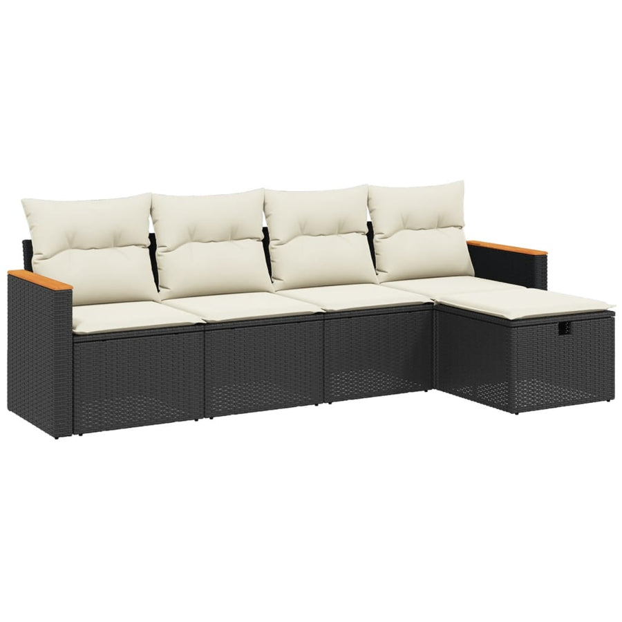 5-Delige Loungeset Met Kussens Poly Rattan Zwart