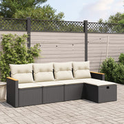 Loungeset 5-delig poly rattan zwart
