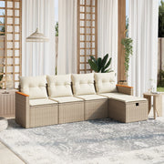 Loungeset poly rattan beige 5-delig