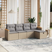 Loungeset 5-delig poly rattan gemengd beige