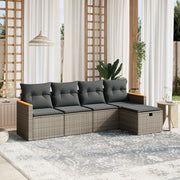 Loungeset 5-delig poly rattan grijs