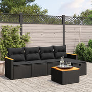 Loungeset 6-delig poly rattan zwart