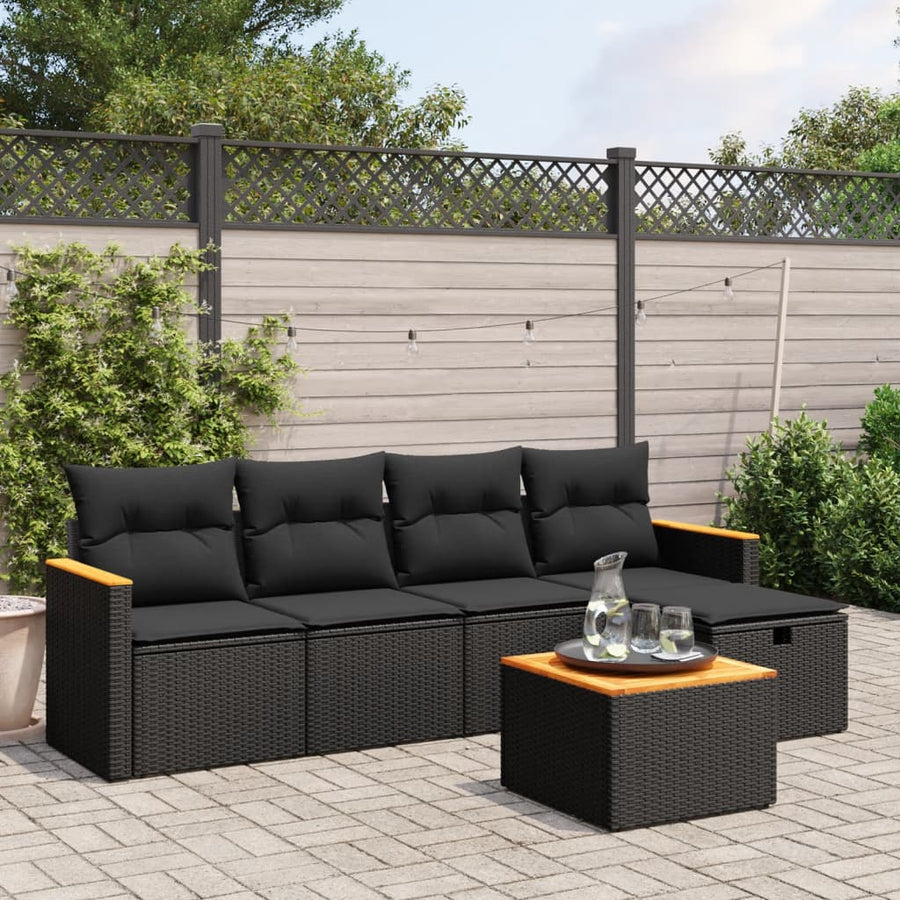 6-Delige Loungeset Met Kussens Poly Rattan Zwart