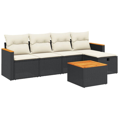 6-Delige Loungeset Met Kussens Poly Rattan Zwart