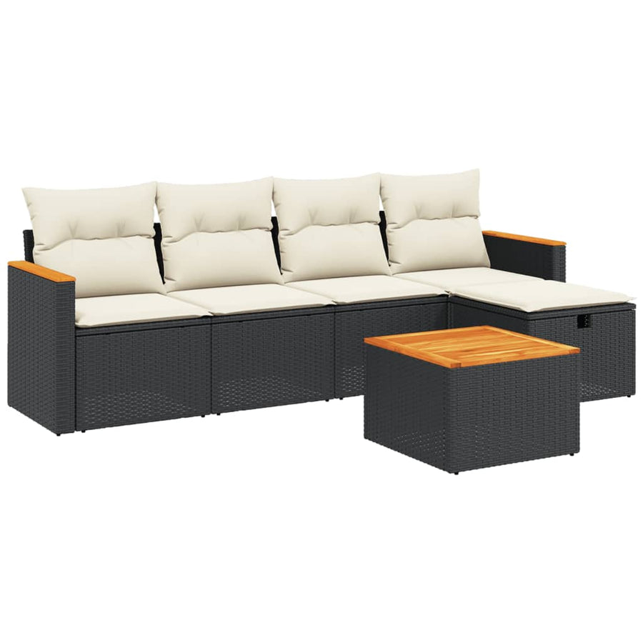 6-Delige Loungeset Met Kussens Poly Rattan Zwart