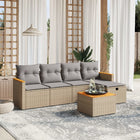 Loungeset 6-delig poly rattan gemengd beige