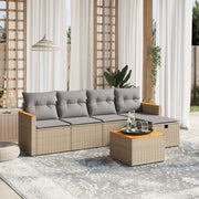 Loungeset 6-delig poly rattan gemengd beige