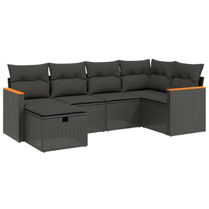 6-Delige Loungeset Met Kussens Poly Rattan Zwart