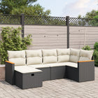 Loungeset 6-delig poly rattan zwart