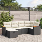 Loungeset 6-delig poly rattan zwart