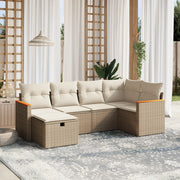 Loungeset poly rattan 6-delig beige