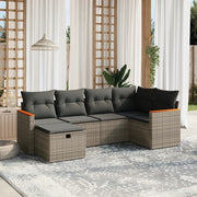 Loungeset 6-delig poly rattan grijs