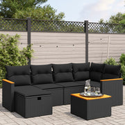 Loungeset 7-delig poly rattan zwart