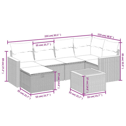 7-Delige Loungeset Met Kussens Poly Rattan Zwart