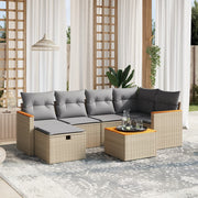 Loungeset 7-delig poly rattan gemengd beige