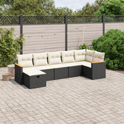 Loungeset 7-delig poly rattan zwart