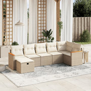 Loungeset 7-delig poly rattan beige