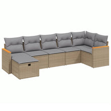 7-Delige Loungeset Met Kussens Poly Rattan Gemengd Beige