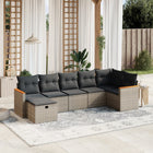 7-Delige Loungeset Met Kussens Poly Rattan Grijs