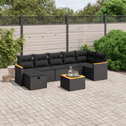 Loungeset poly rattan 8-delig zwart