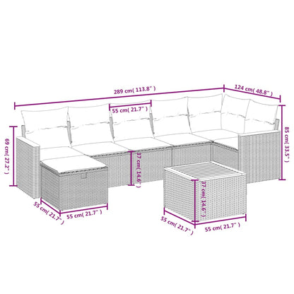 8-Delige Loungeset Met Kussens Poly Rattan Beige