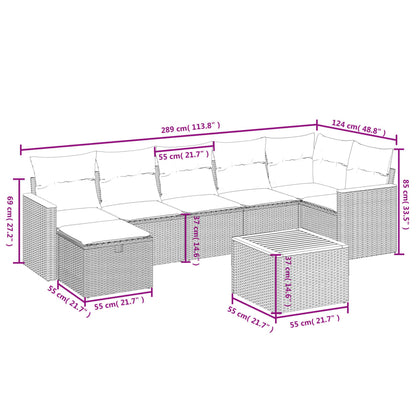 8-Delige Loungeset Met Kussens Poly Rattan Gemengd Beige