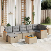 Loungeset 8-delig poly rattan gemengd beige