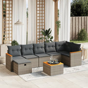 Loungeset 8-delig poly rattan grijs