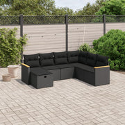 Loungeset 7-delig poly rattan zwart