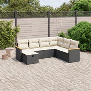 Loungeset 7-delig poly rattan zwart