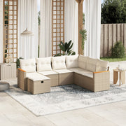 Loungeset 7-delig poly rattan beige